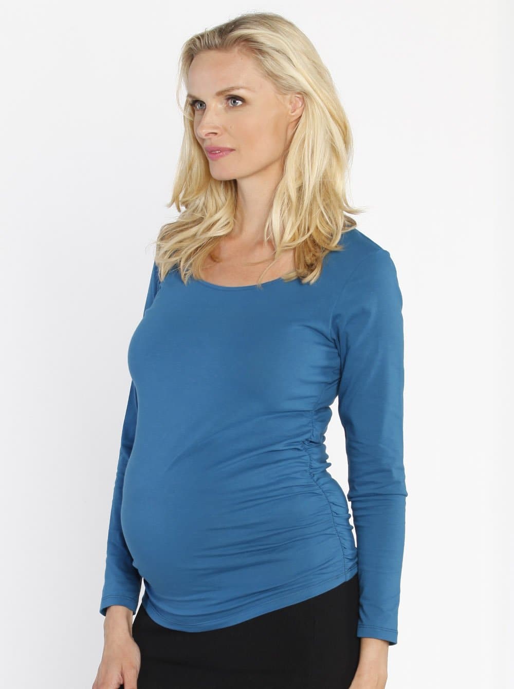 Maternity Long Sleeve Cotton Tee - Blue Teal - Angel Maternity - Maternity clothes - shop online (771946119271)