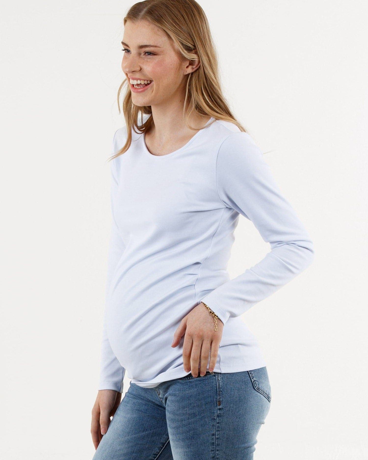 Essential Maternity Long Sleeve Tee in White (6653092069479)