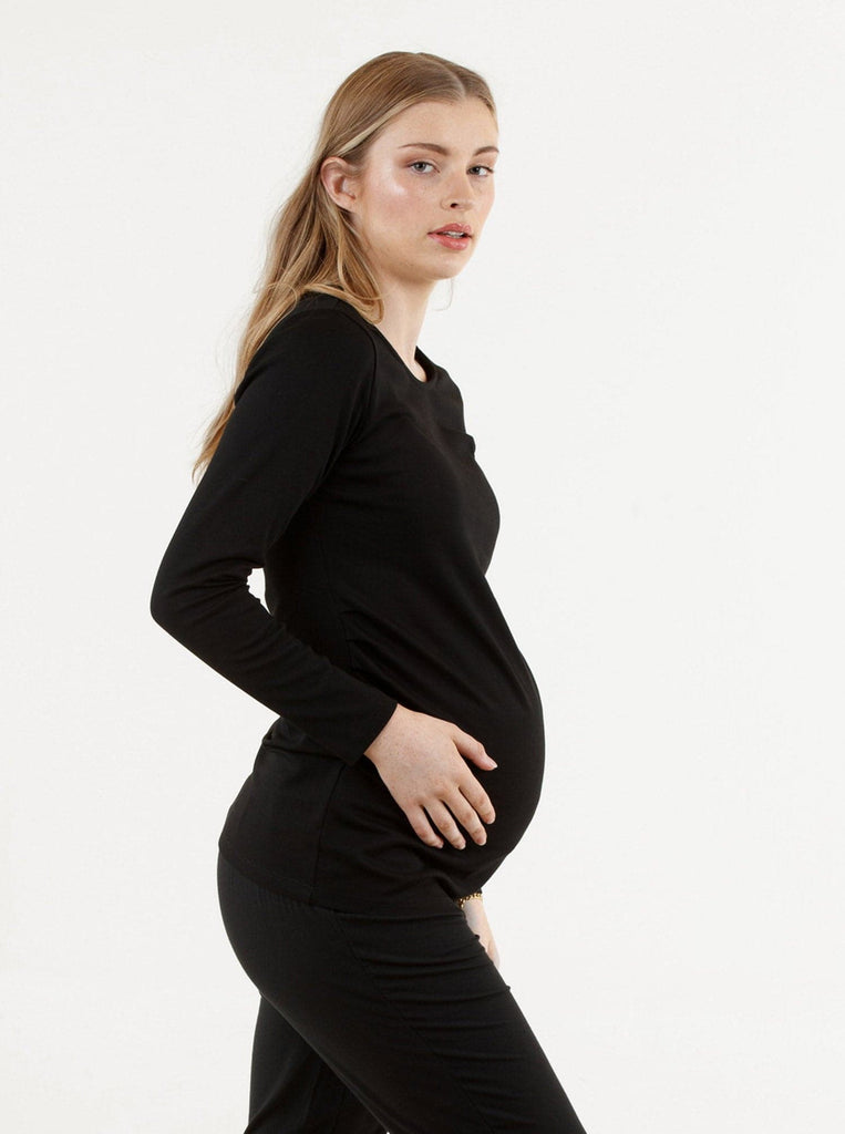 Black Essential Maternity Tee Long Sleeve (6653116514407)