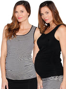 Reversible Maternity Sleeveless Top in Black/ Stripes (9984865798)