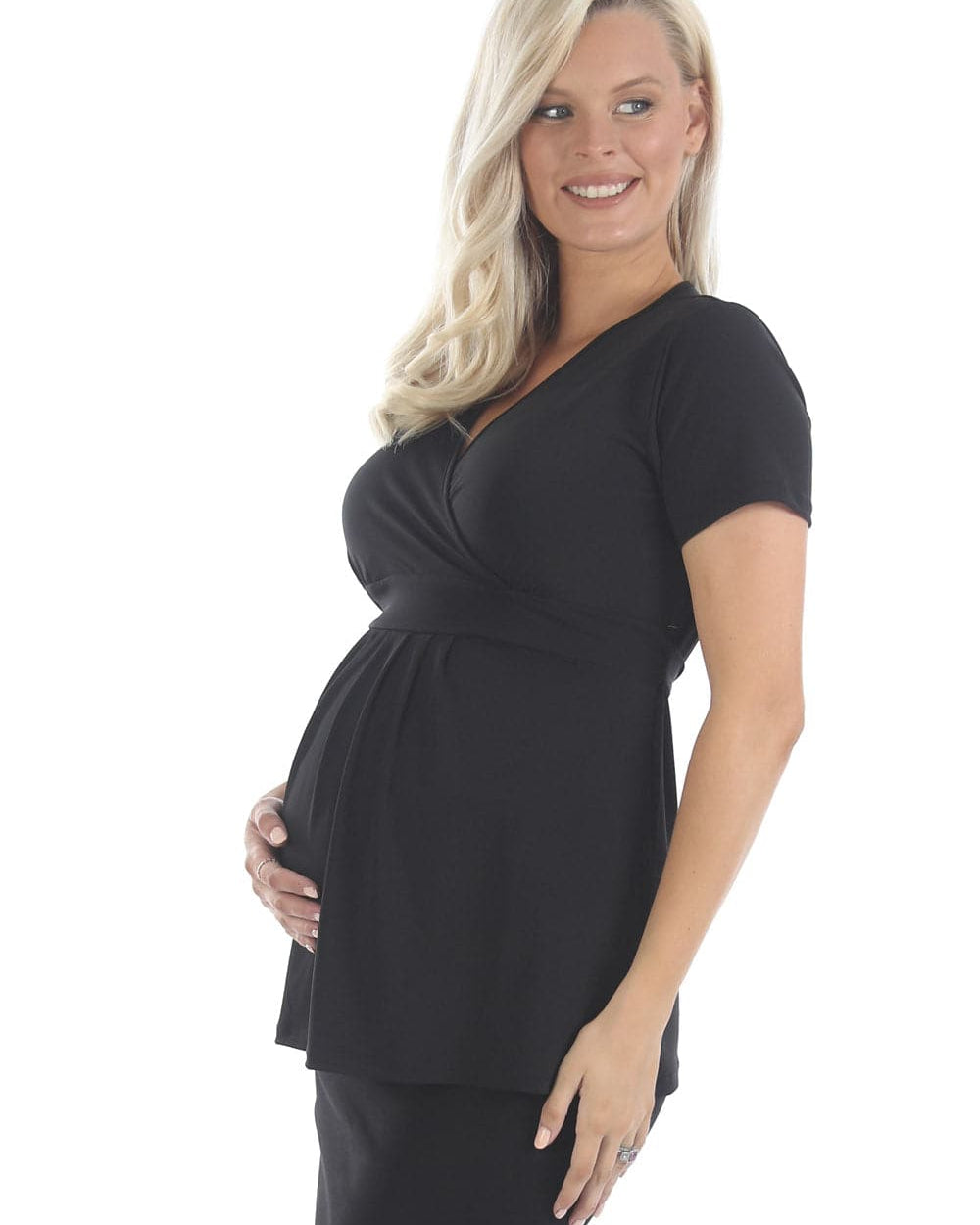 Bree Maternity  Crossover Work Top - Black (9984369414)