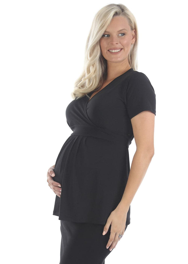 Bree Maternity  Crossover Work Top - Black (9984369414)