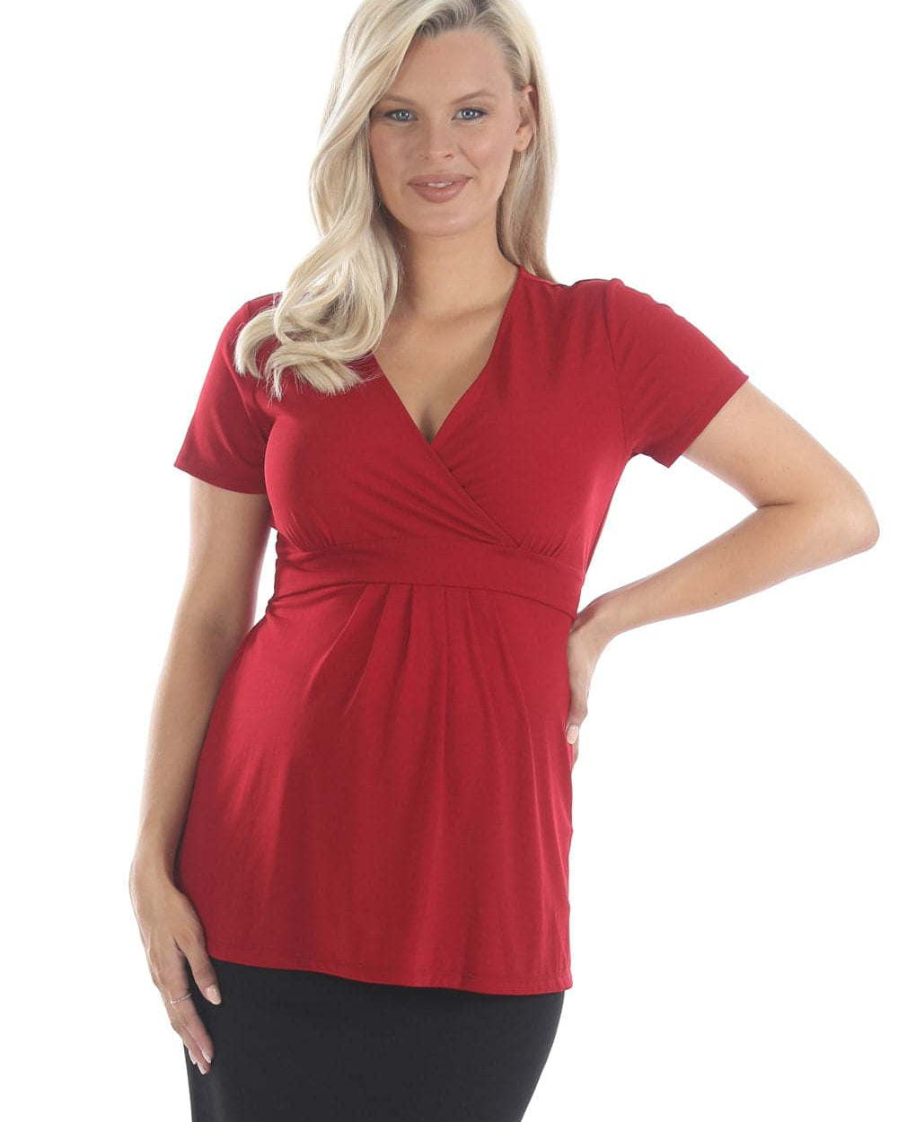 Bree Maternity Crossover Work Top - Red (9984292486)