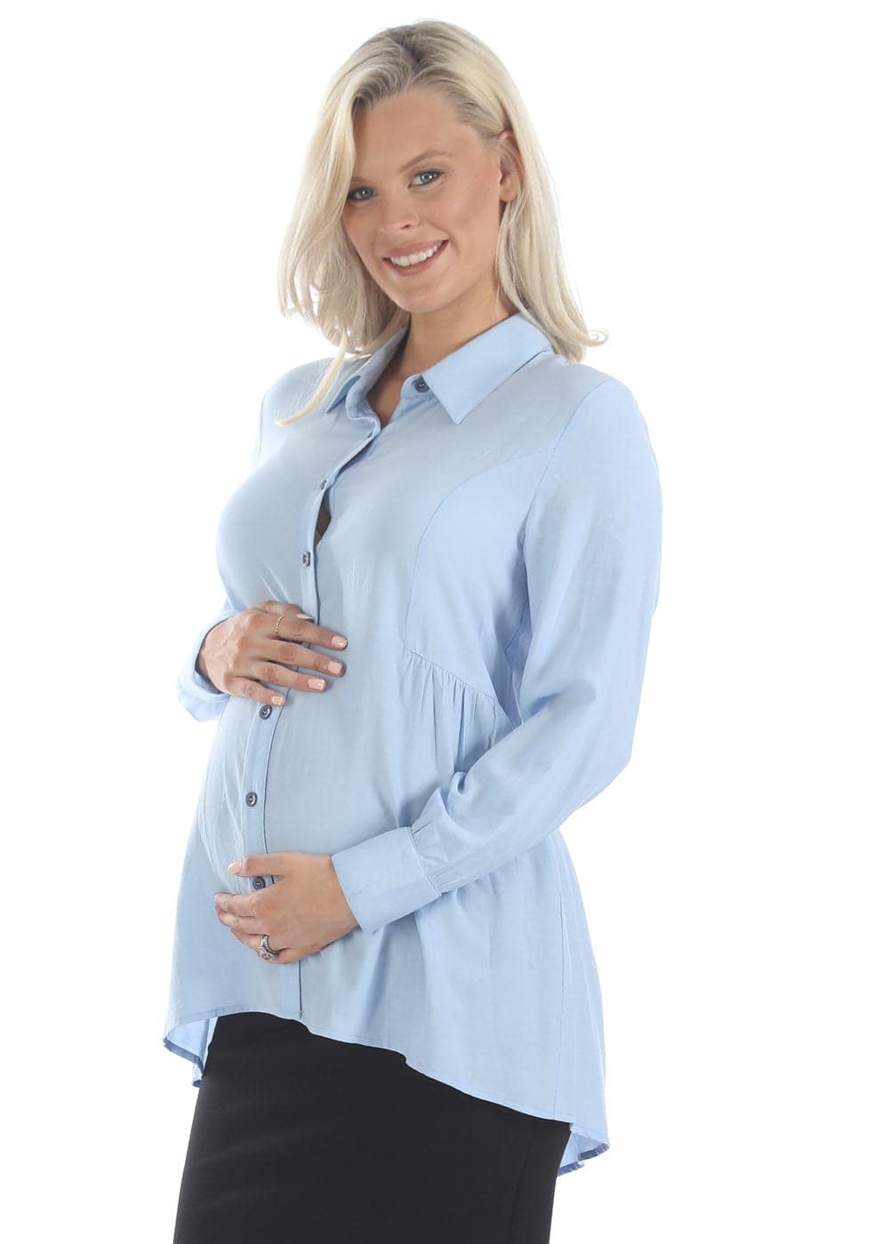 Maternity Blue Work Shirt (6631280902247)