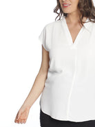 Angel Maternity Relax Fit Short Sleeve Work Blouse - White - Angel Maternity - Maternity clothes - shop online (121857703957)