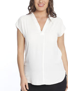 Angel Maternity Relax Fit Short Sleeve Work Blouse - White - Angel Maternity - Maternity clothes - shop online (121857703957)