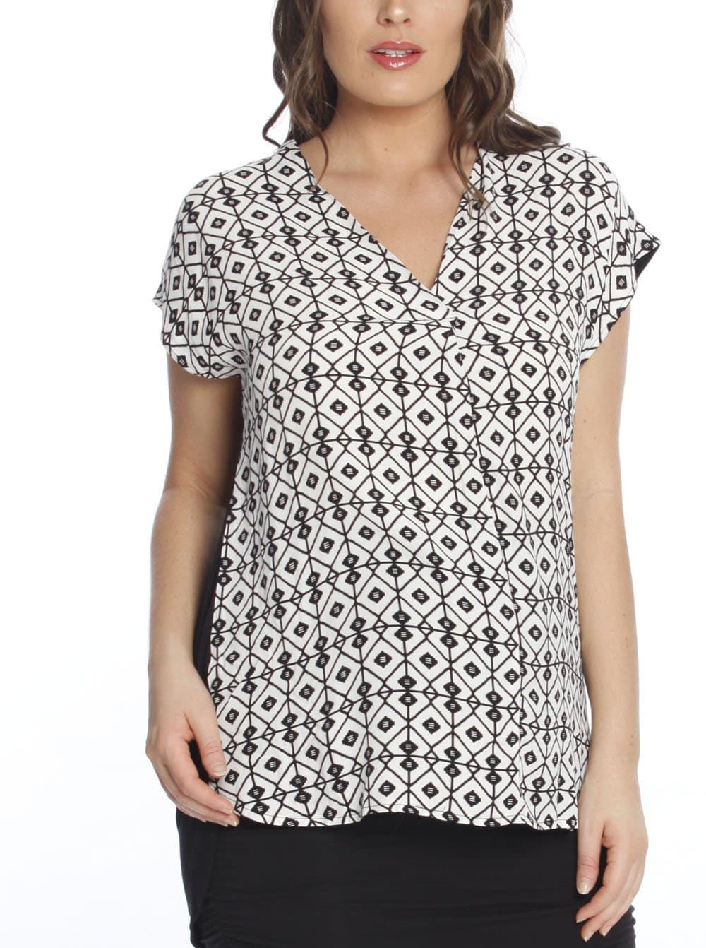 Main view - A Pregnant Woman in Short Sleeve Relax Fit Maternity Work Blouse (1931405492327)