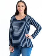 Maternity Cotton Swing Long Sleeve Tee Top - Stripes - Angel Maternity - Maternity clothes - shop online (4523187535975)