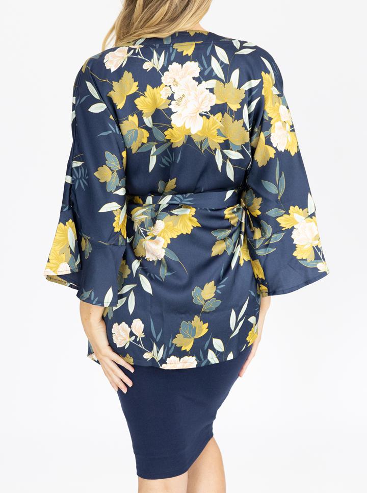 Maternity Blooming Sateen Nursing Wrap Top - Floral back (4647852736615)
