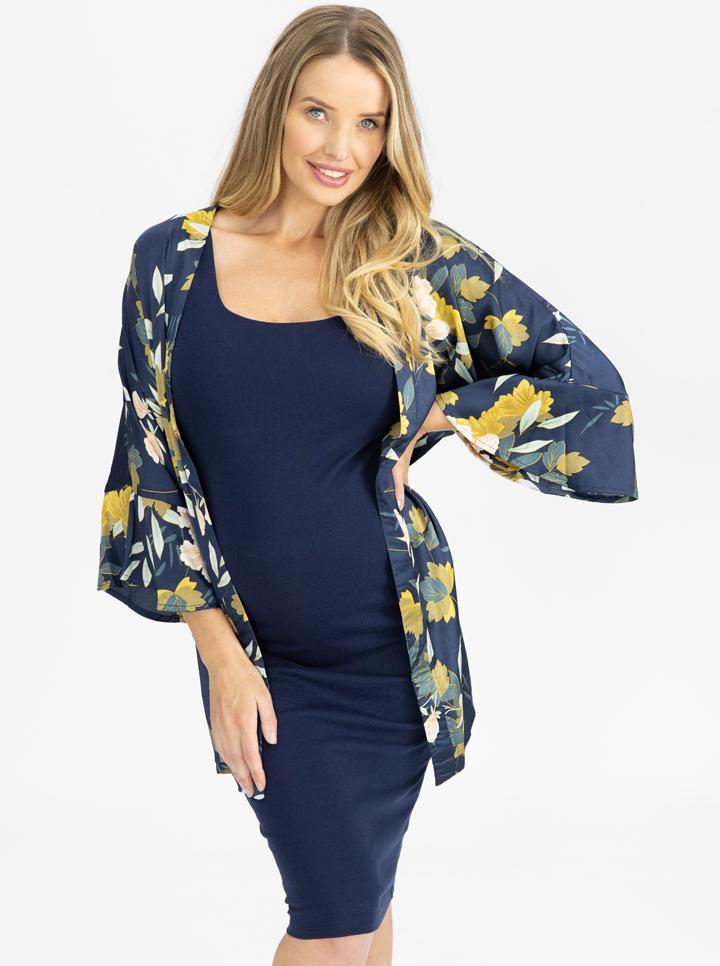 Maternity Blooming Sateen Nursing Wrap Top - Floral (4647852736615)