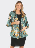 Maternity Blooming Sateen Nursing Wrap Top in Green Floral - Angel Maternity - Maternity clothes - shop online (4785467523175)