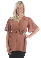 Maternity Flare Sleeve Shirt in Rust (6631278772327)