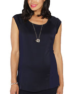 Maternity Stretchy Round Neck Top in Navy - Angel Maternity - Maternity clothes - shop online (10007315334)