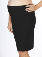 Highwaist Straight Cut Maternity Work Skirt -Black - Angel Maternity - Maternity clothes - shop online (10013449926)