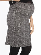 Maternity Stretchy Ponti Skirt in Black & White Print (10590290837)