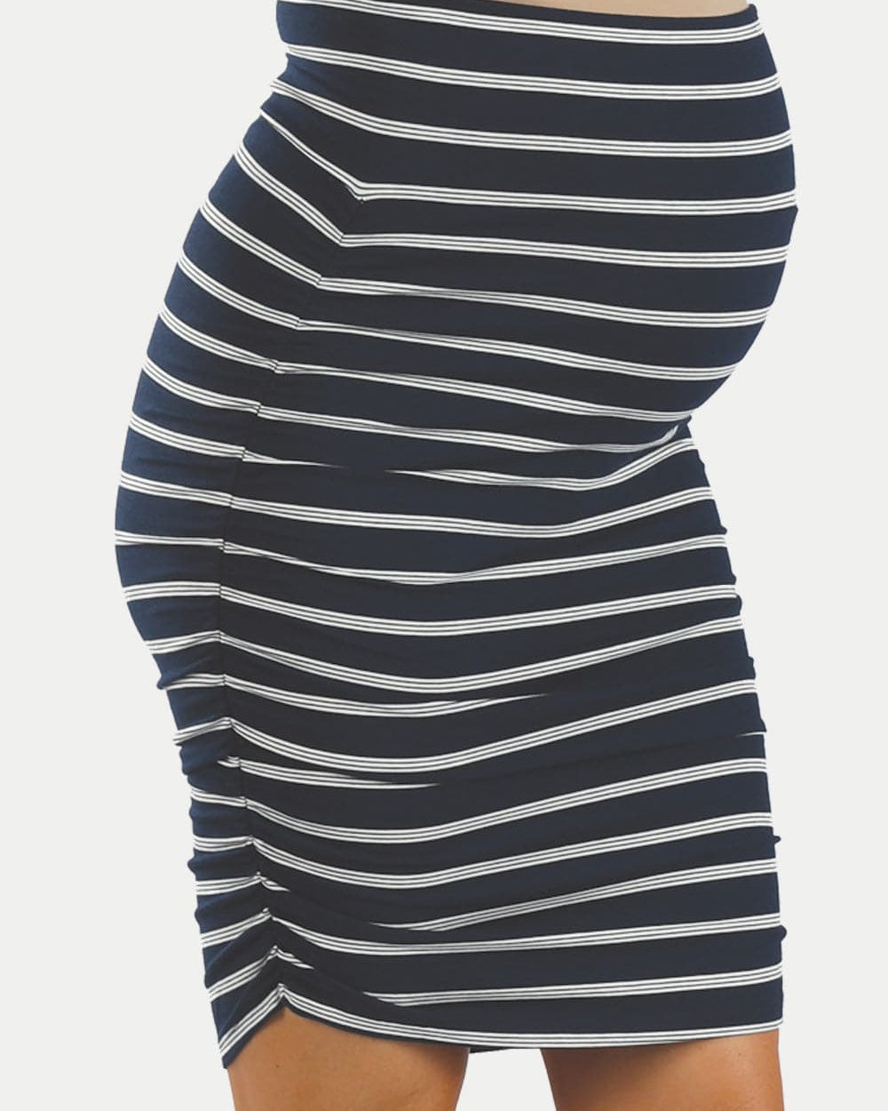 Maternity The Ruched Fitted Skirt in Navy Stripes - Angel Maternity - Maternity clothes - shop online (6597022318695)