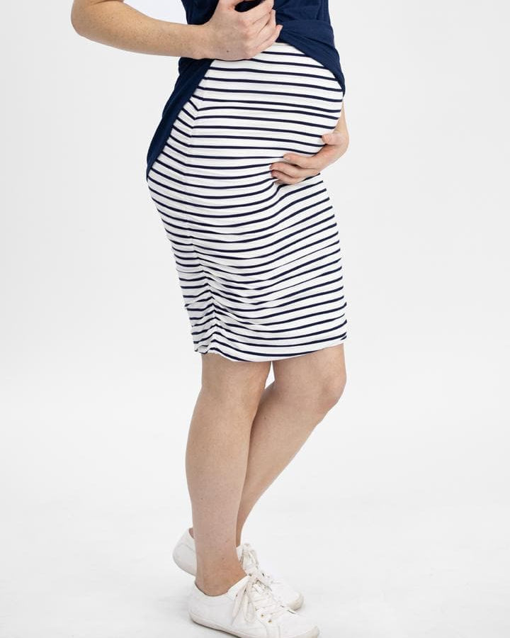 Maternity Fitted Skirt in Navy stripes - Angel Maternity - Maternity clothes - shop online (4729121308775)