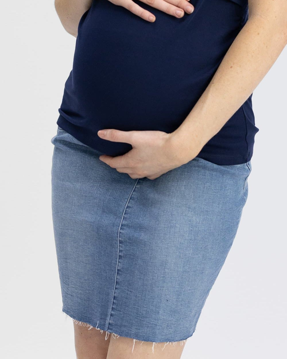 Maternity Over The Bump High Waist Denim Skirt - Angel Maternity - Maternity clothes - shop online (4513711128679)