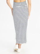 Fitted Maxi Maternity Skirt - Navy Stripes back (4696093851751)