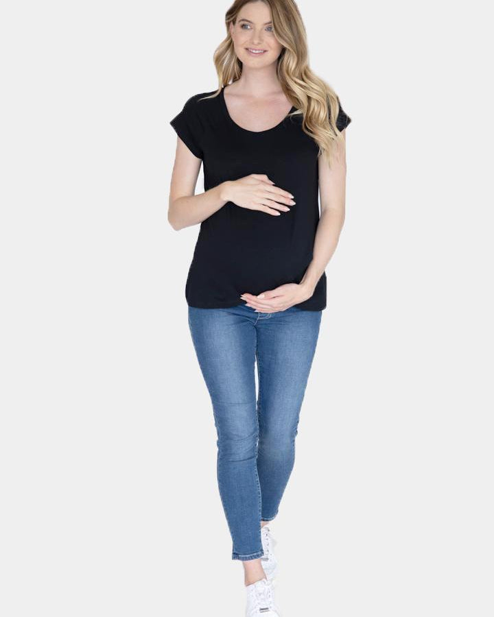 Maternity Over the Bump High Waist Slim Denim Jeans outfit (4513701888103)
