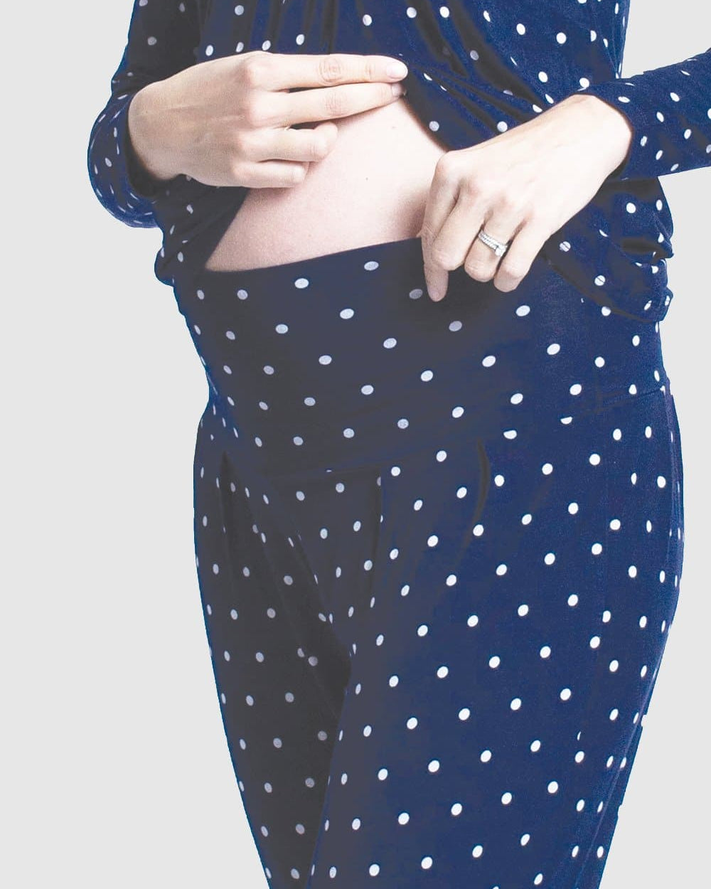 Maternity & Nursing 3 Piece Lounge Pyjama Outfit - Navy Polkadots - Angel Maternity - Maternity clothes - shop online (4673508540519)