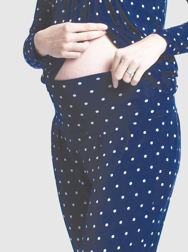 Maternity & Nursing 3 Piece Lounge Pyjama Outfit - Navy Polkadots - Angel Maternity - Maternity clothes - shop online (4673508540519)