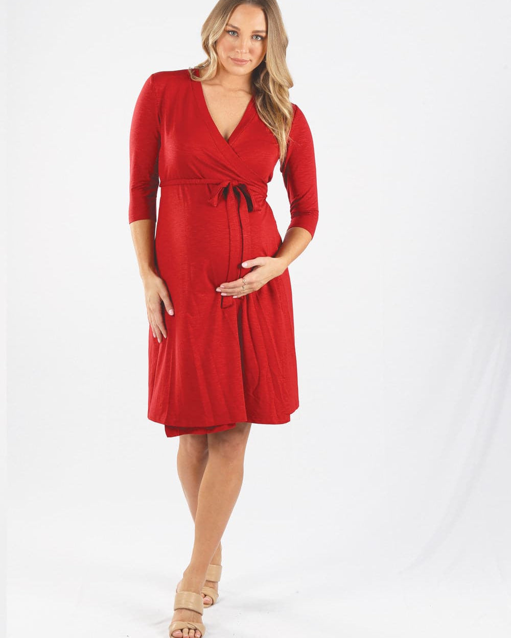 Maternity Classic Wrap Feeding Dress in Red - Angel Maternity - Maternity clothes - shop online (6607282143335)