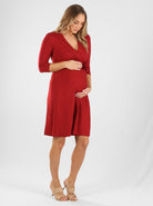 Maternity Classic Wrap Feeding Dress in Red (6607282143335)