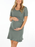 Maternity Short Sleeve Frilled End Ribbed Dress - Angel Maternity - Maternity clothes - shop online (6582974808167)