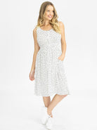 Maternity Summer Rayon Nursing Dress - White & Black Dots summer fun (1588792754279)
