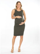 Body Hugging Maternity Dress in Khaki - Angel Maternity - Maternity clothes - shop online (4762187038823)