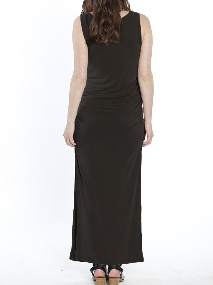 Maternity Classic Fitted Maxi Long Dress - Black - Angel Maternity - Maternity clothes - shop online (11766825749)
