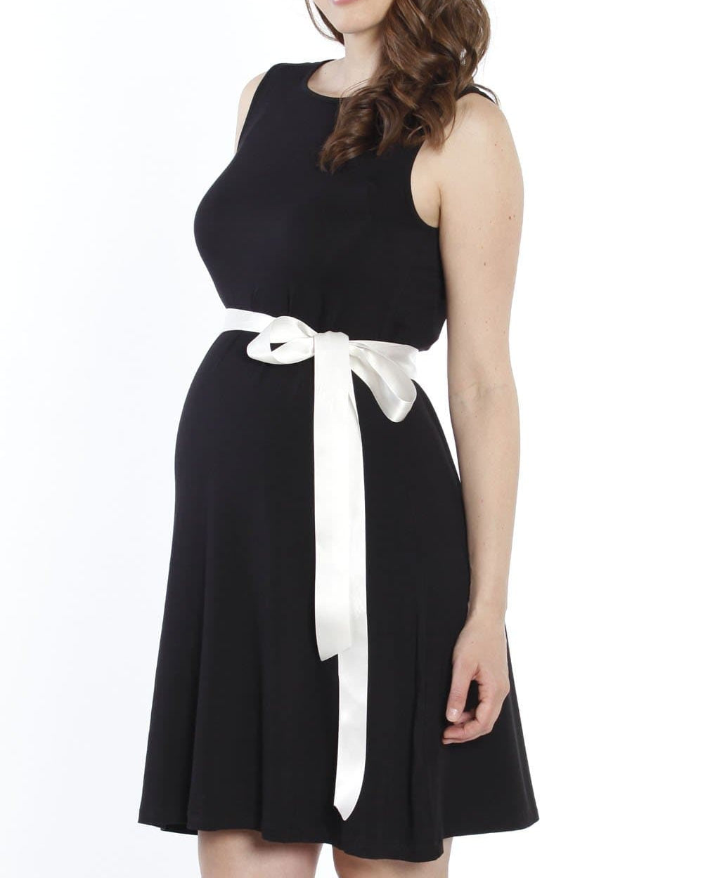 Maternity Shift Party Bow Details Dress - Black white (128122716181)