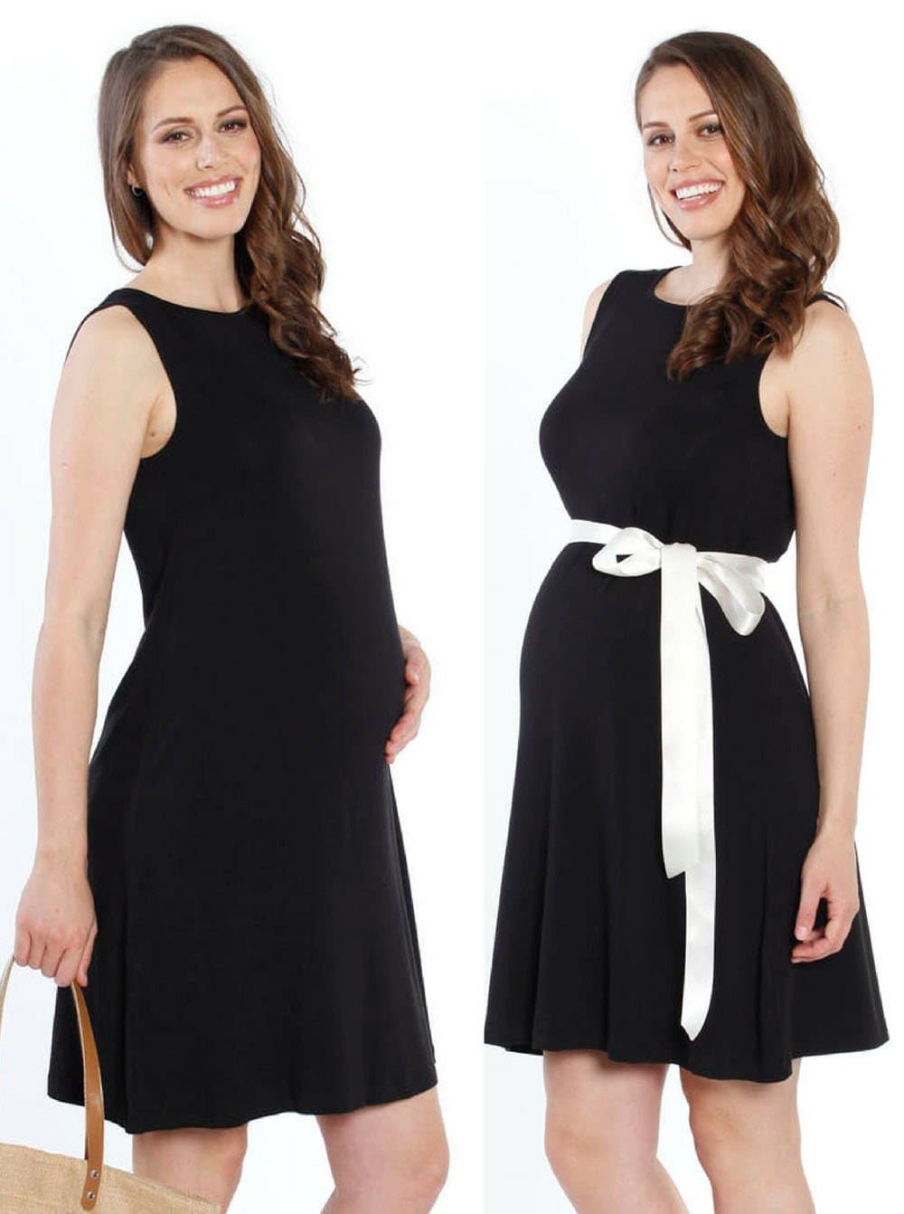 Maternity Shift Party Bow Details Dress - Black (128122716181)