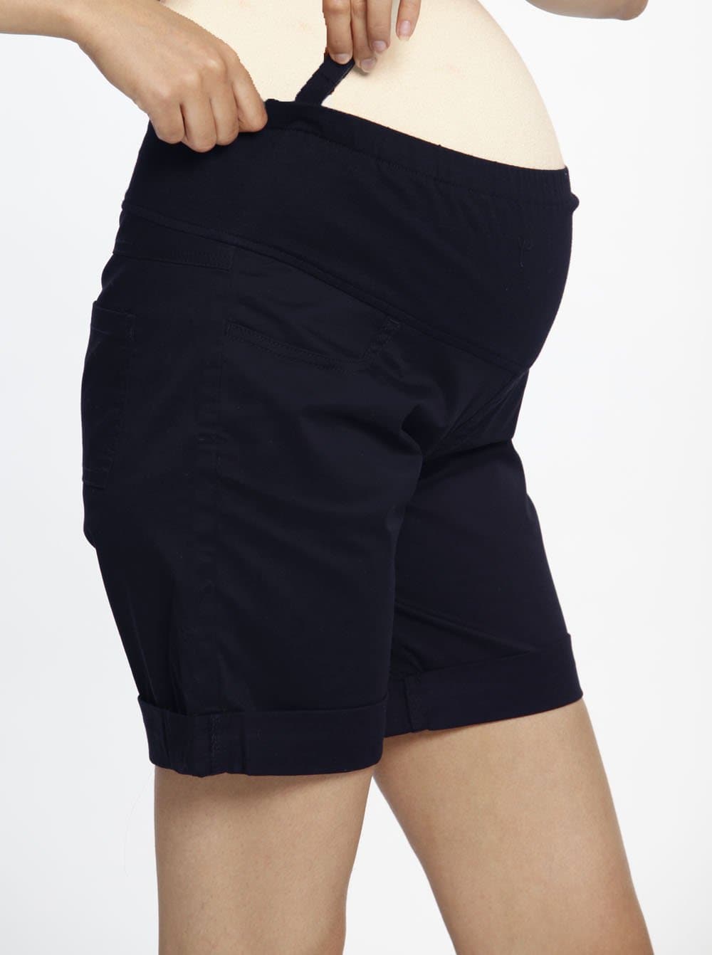 Cotton Maternity Summer Shorts in Navy pregnancy shorts (1573893865575)