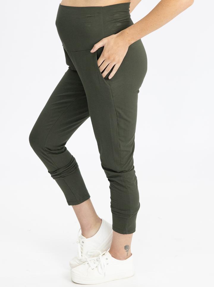 Maternity High Waist Pants in Khaki - Angel Maternity - Maternity clothes - shop online (4738843574375)