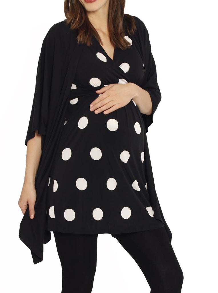 Maternity Long Waterfall Cape in Black fashion maternity top (1595712045159)