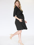 Maternity Classic Wrap Feeding Dress in Black - Angel Maternity - Maternity clothes - shop online (4704594493543)