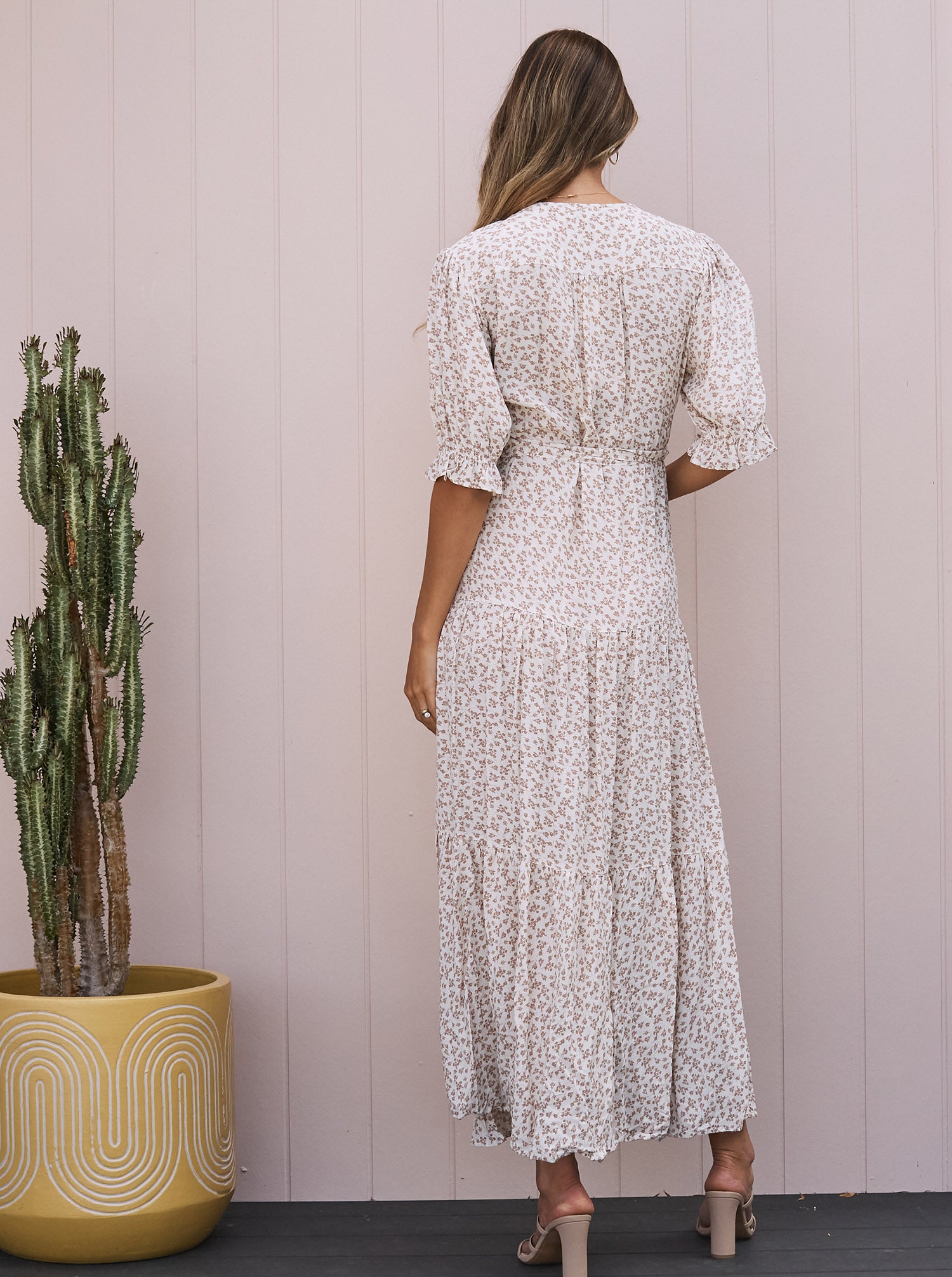 Elise Baby Shower Maternity Maxi Dress in Nude ANGEL MATERNITY