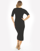 A woman in black angel maternity annabella knit dress, back (6594399666279)