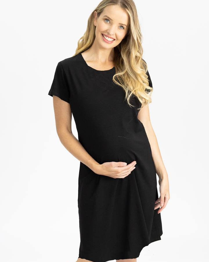 Main View - Maternity Cotton T-Shirt Dress in Black
