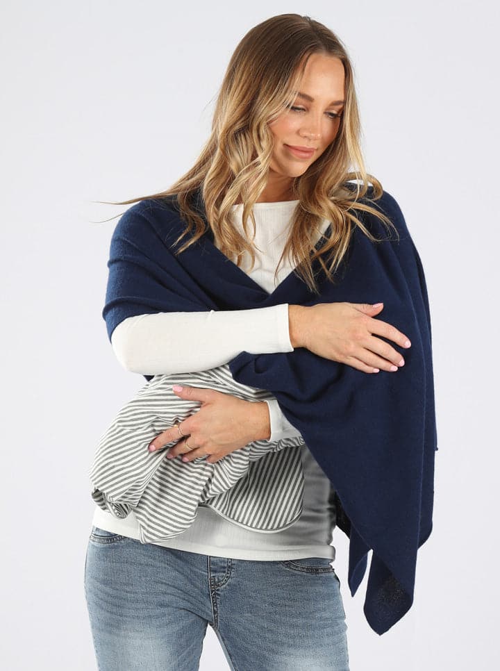 Moozie Mama Luxury Wrap/Poncho Maternity & Nursing Cover in Navy (6643019120743)