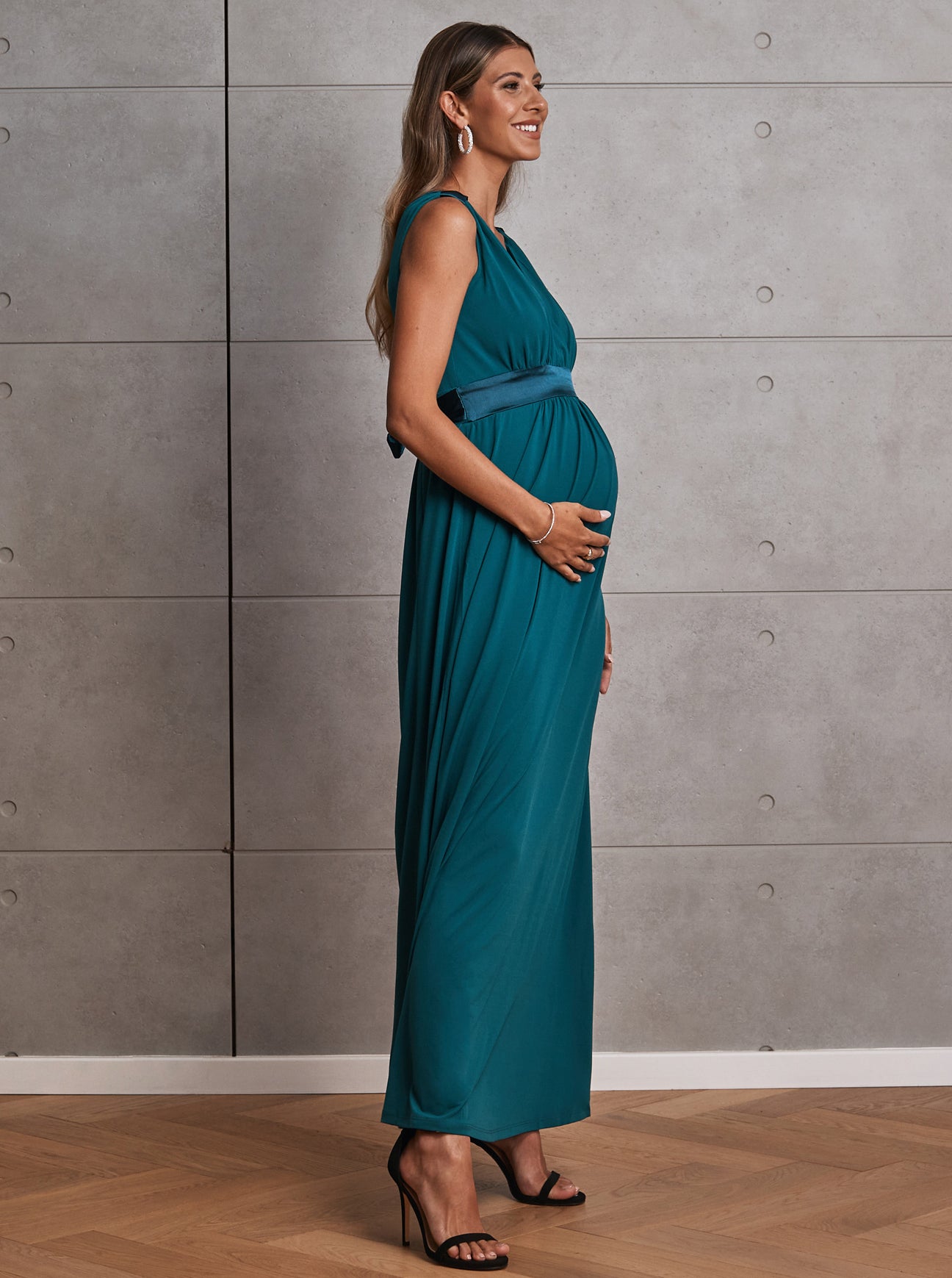 Carla Maternity Evening Dress in Teal Green ANGEL MATERNITY