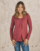 Main View- Maternity breastfeeding top sangria from angel maternity