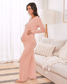 Side view - maternity loungewear set pink