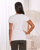 Back View - Maternity v neck nursing top white