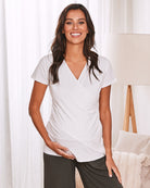 Main View - Maternity v neck nursing top white