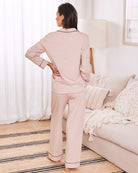 Back view - Maternity long sleeve pyjama set dusty pink