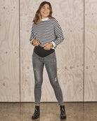 Growing Belly- Maternity striped rib jumper