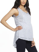 Linen Nursing Top with Double Lining - Blue Stripes - Angel Maternity - Maternity clothes - shop online (32229752853)